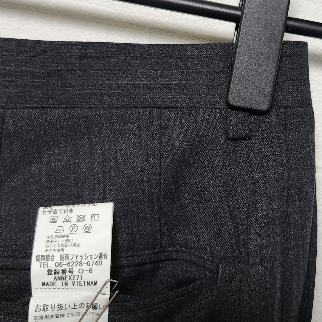 リスペクトネロ　メンズ　スーツ　スリーピース　グレー　ストライプ　細身　ウール混