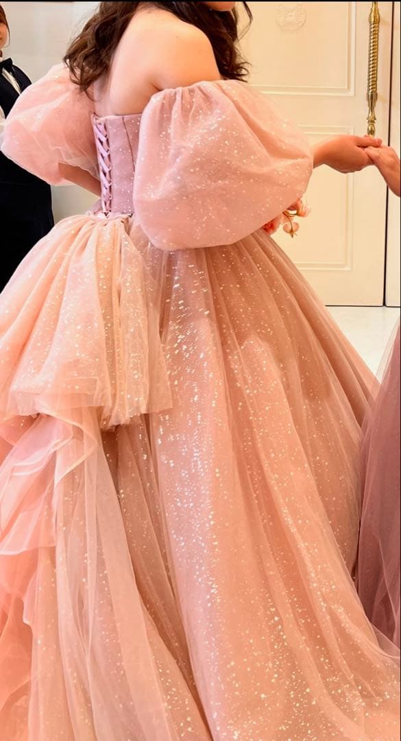 ウエディングカラードレス　6点セットプリンセスライン ピンク パニエ付き値下中！