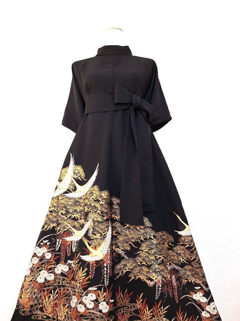 着物リメイクワンピース3643