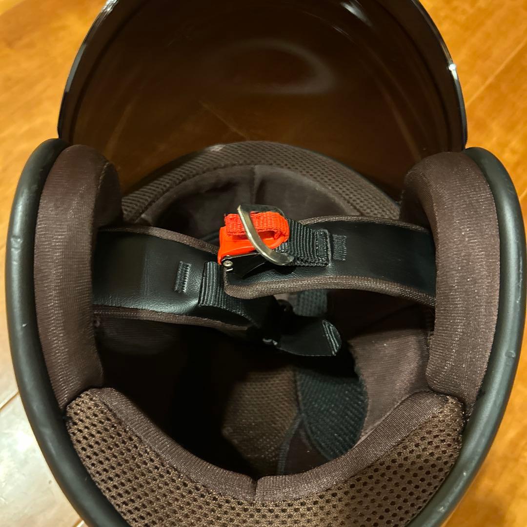 ブラック ジェットヘルメット ファイアパターン　ミラーシールド