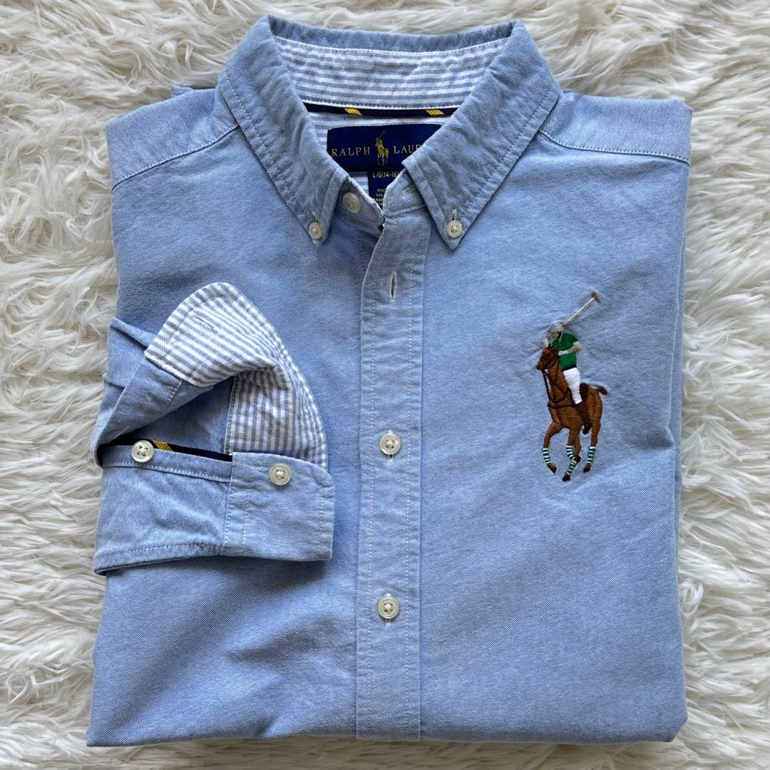 極美品　ラルフローレン　オックスフォードBDシャツ ビックポニー　ボーイズ160