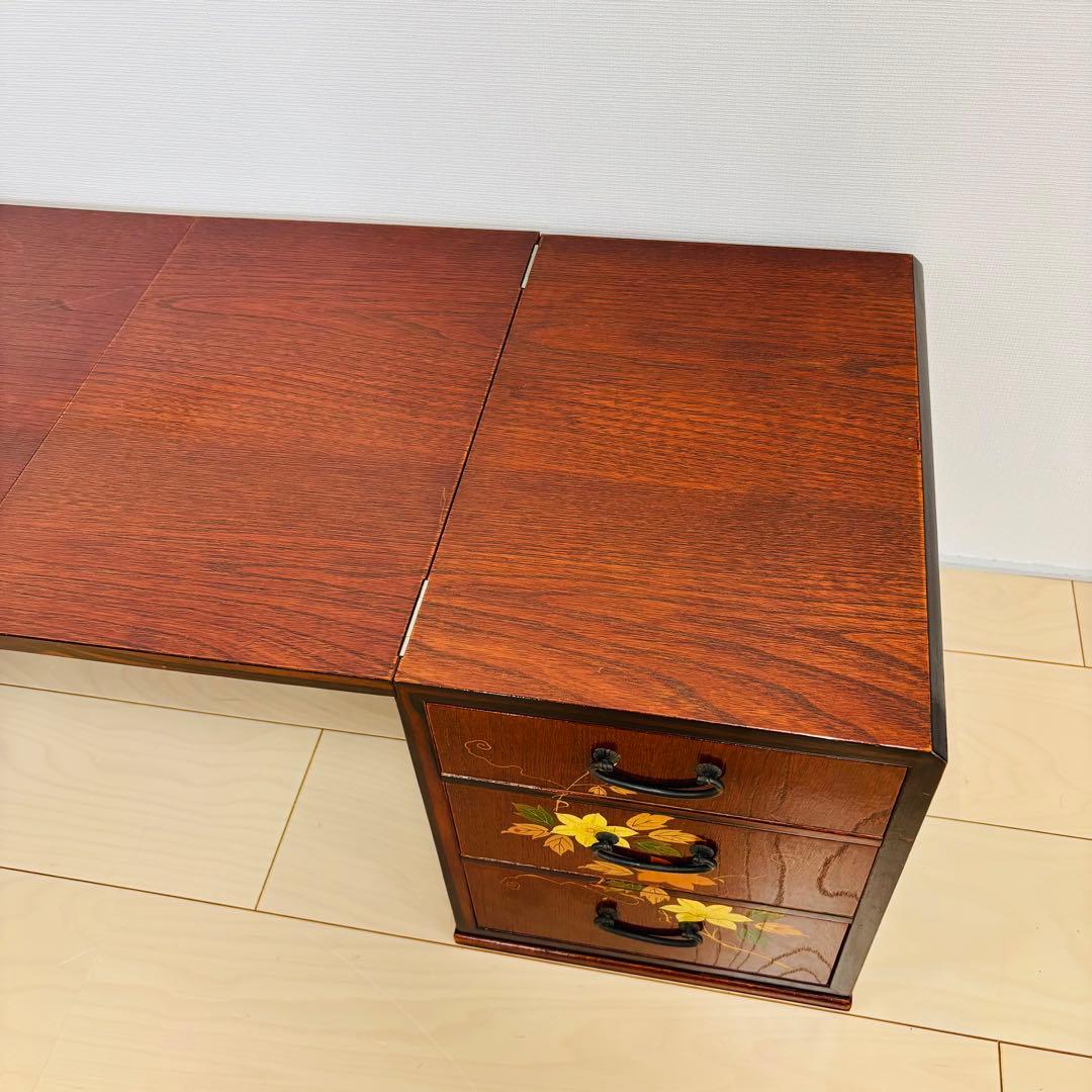 折り畳み式 文机 和机　引出し 抽斗 3段　昭和レトロ　アンティーク