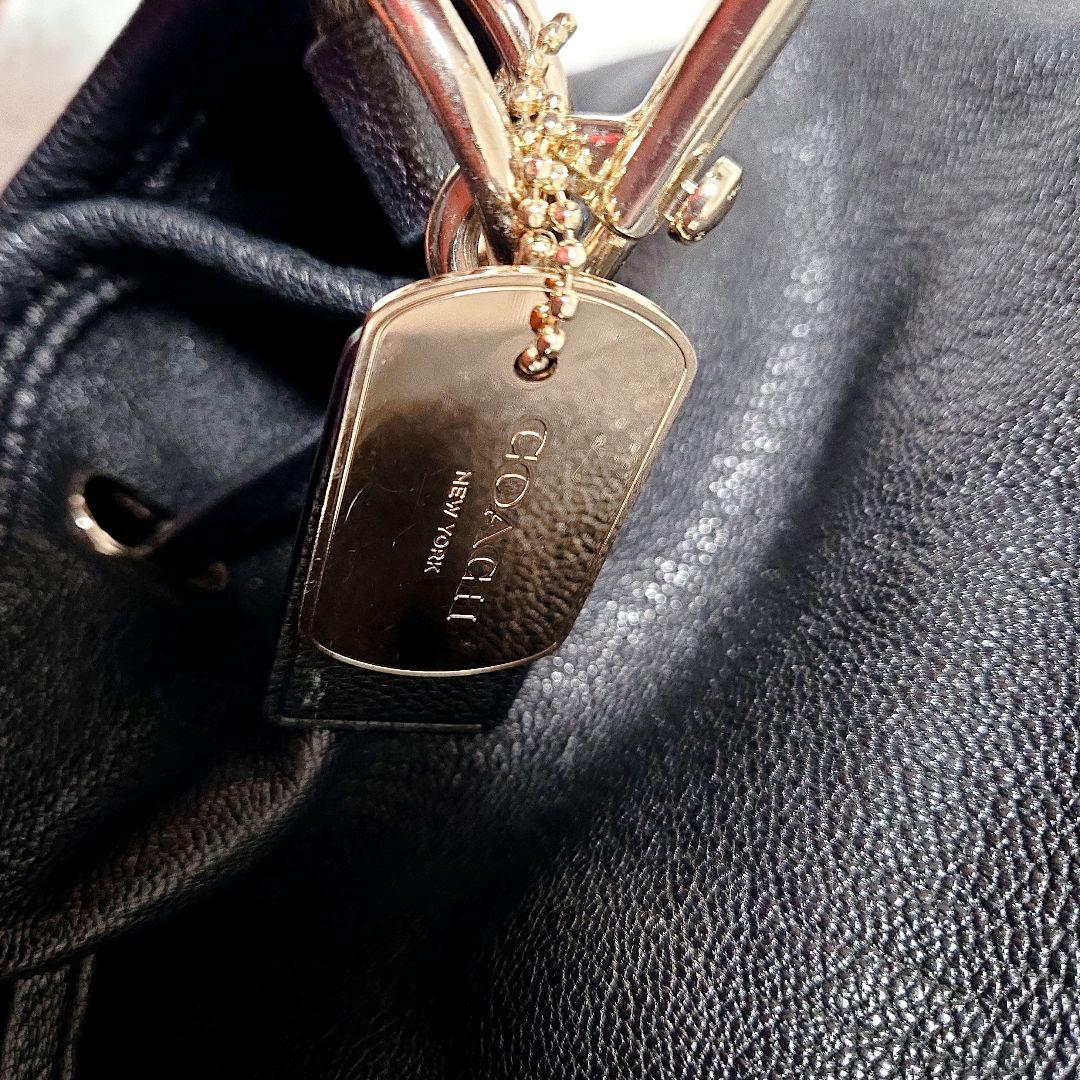 本日限定☆COACH コーチ クロスボディ ショルダーバッグ 巾着型 黒 レザー