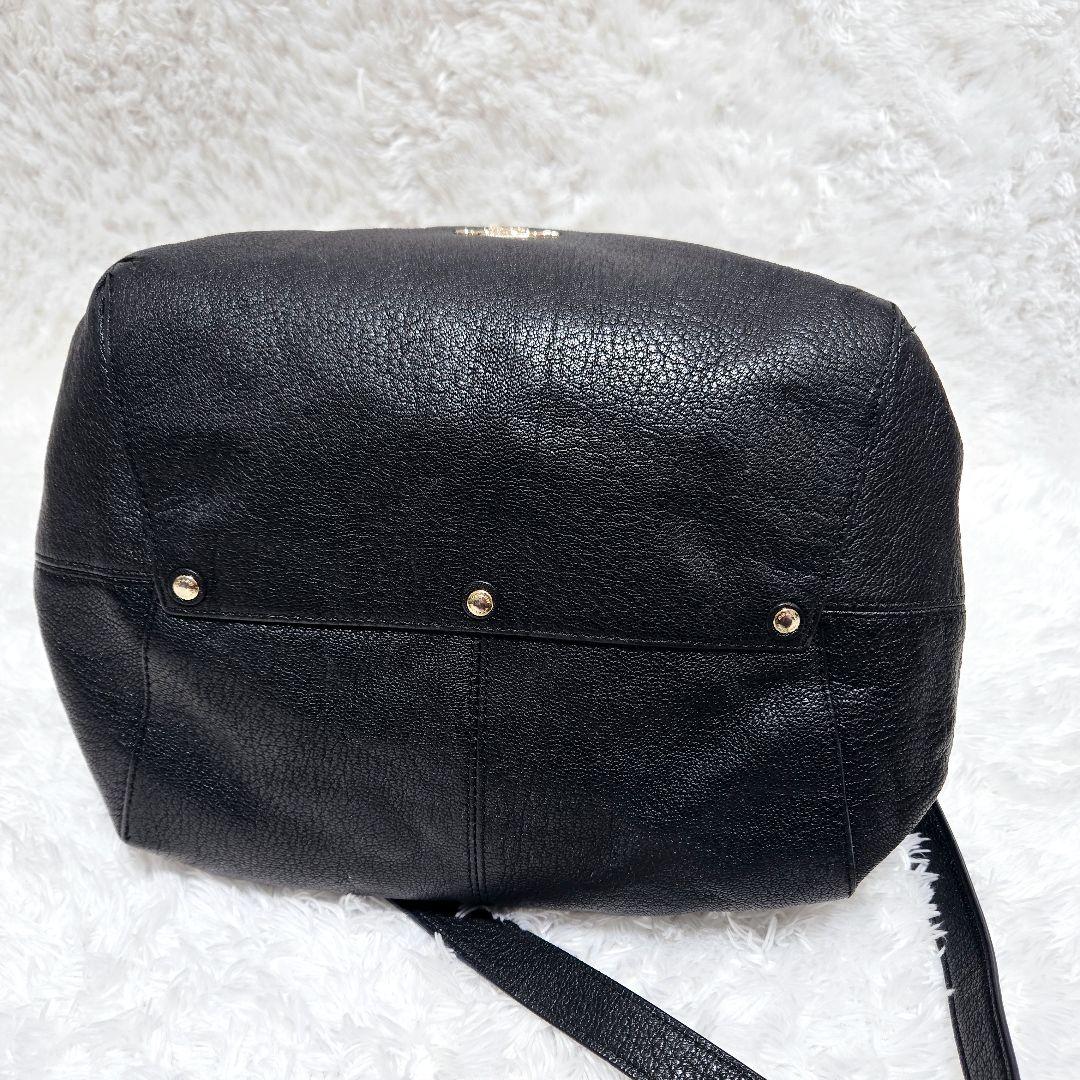 本日限定☆COACH コーチ クロスボディ ショルダーバッグ 巾着型 黒 レザー