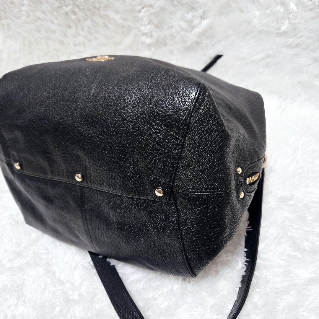 本日限定☆COACH コーチ クロスボディ ショルダーバッグ 巾着型 黒 レザー