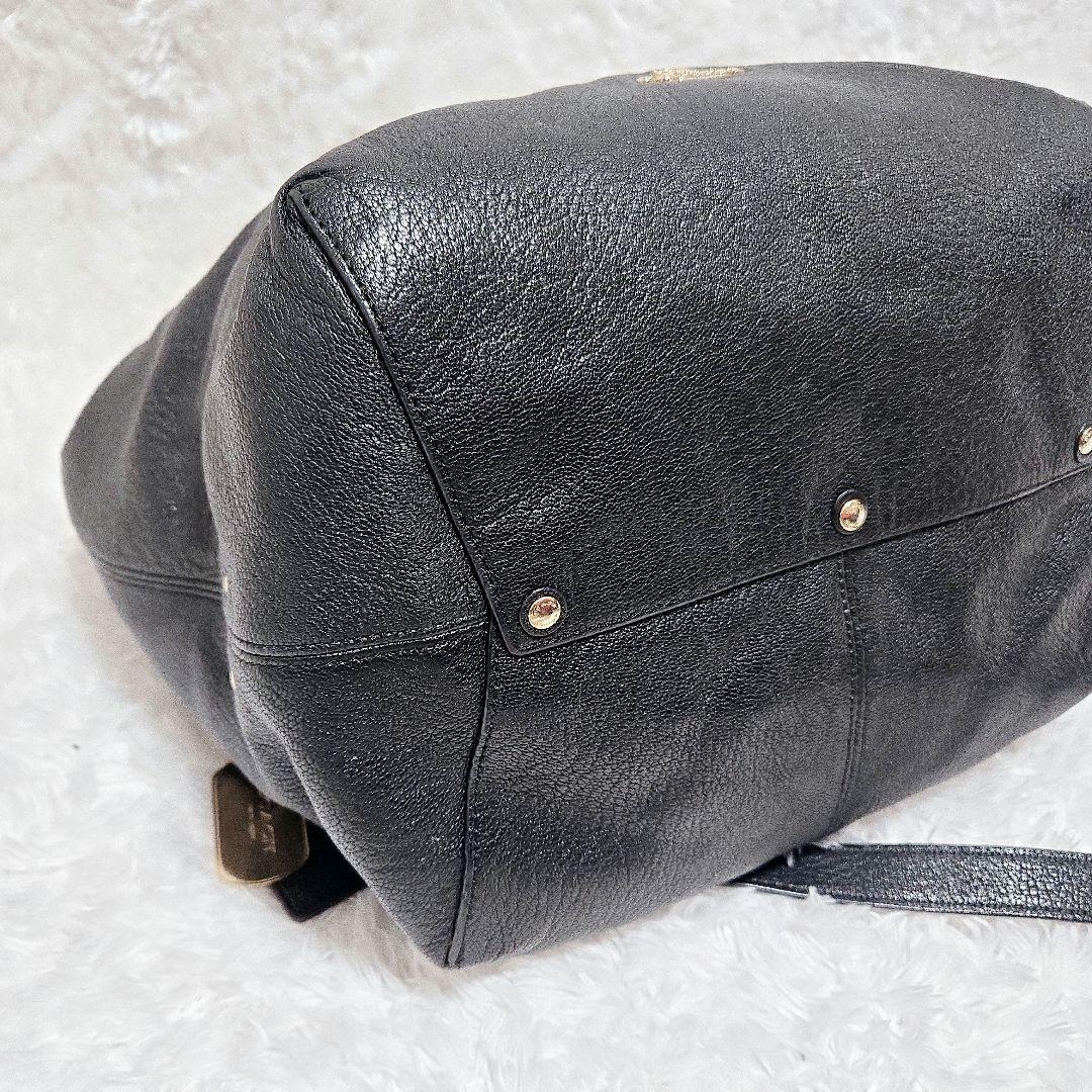 本日限定☆COACH コーチ クロスボディ ショルダーバッグ 巾着型 黒 レザー