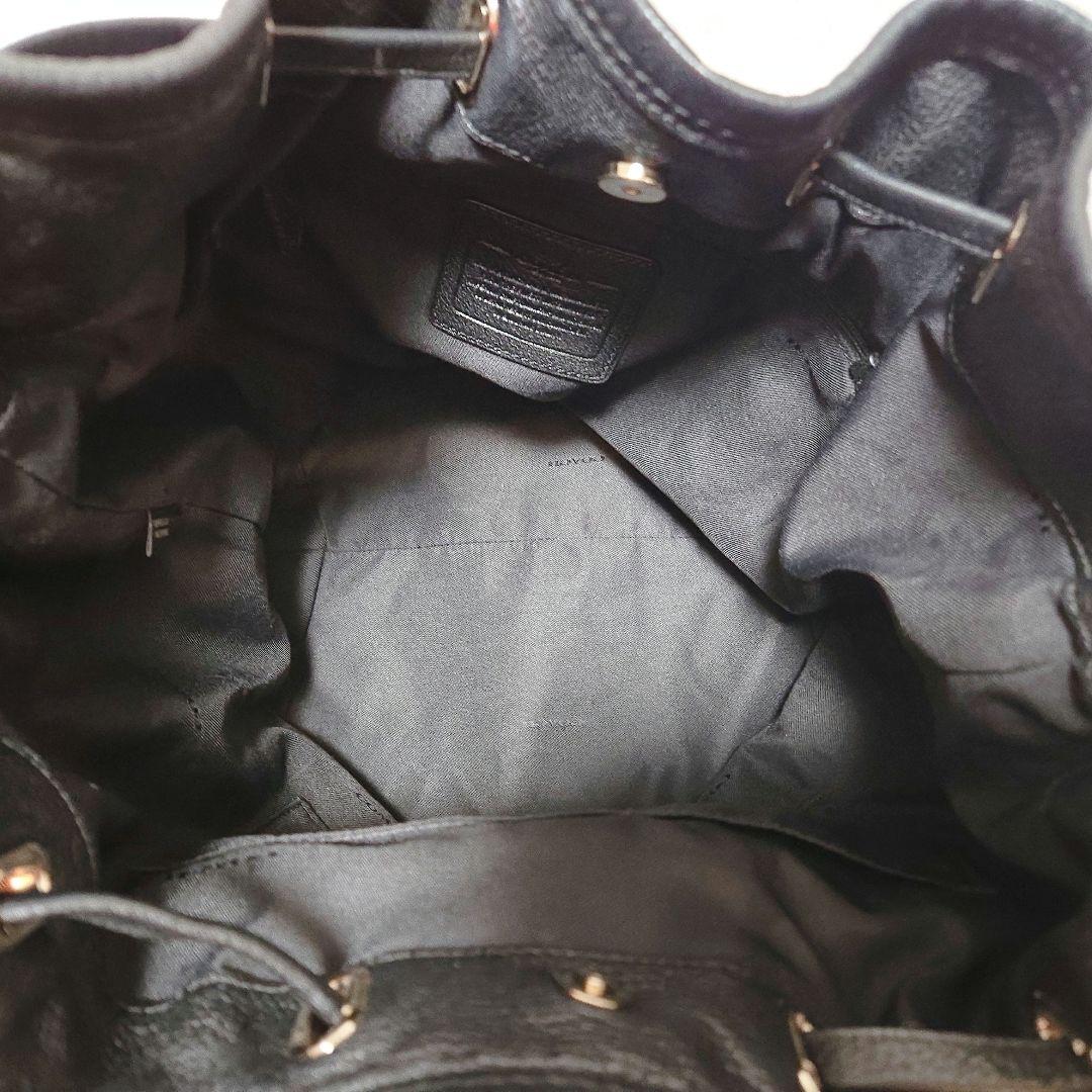 本日限定☆COACH コーチ クロスボディ ショルダーバッグ 巾着型 黒 レザー