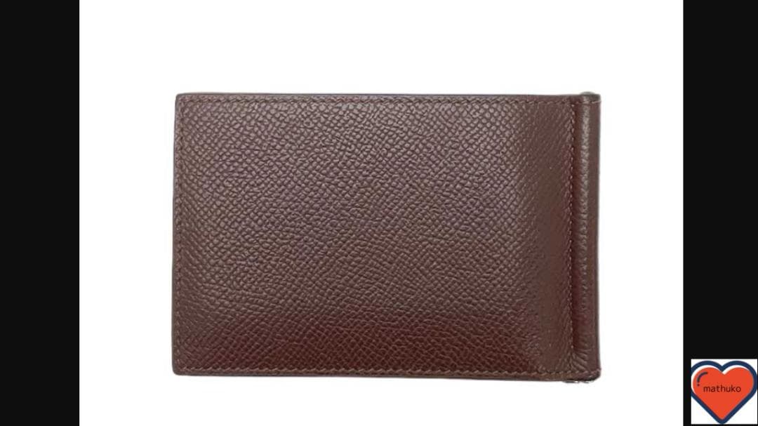 エルメス マネークリップ エプソン ダークブラウン パラジウム金具 二つ折り財布