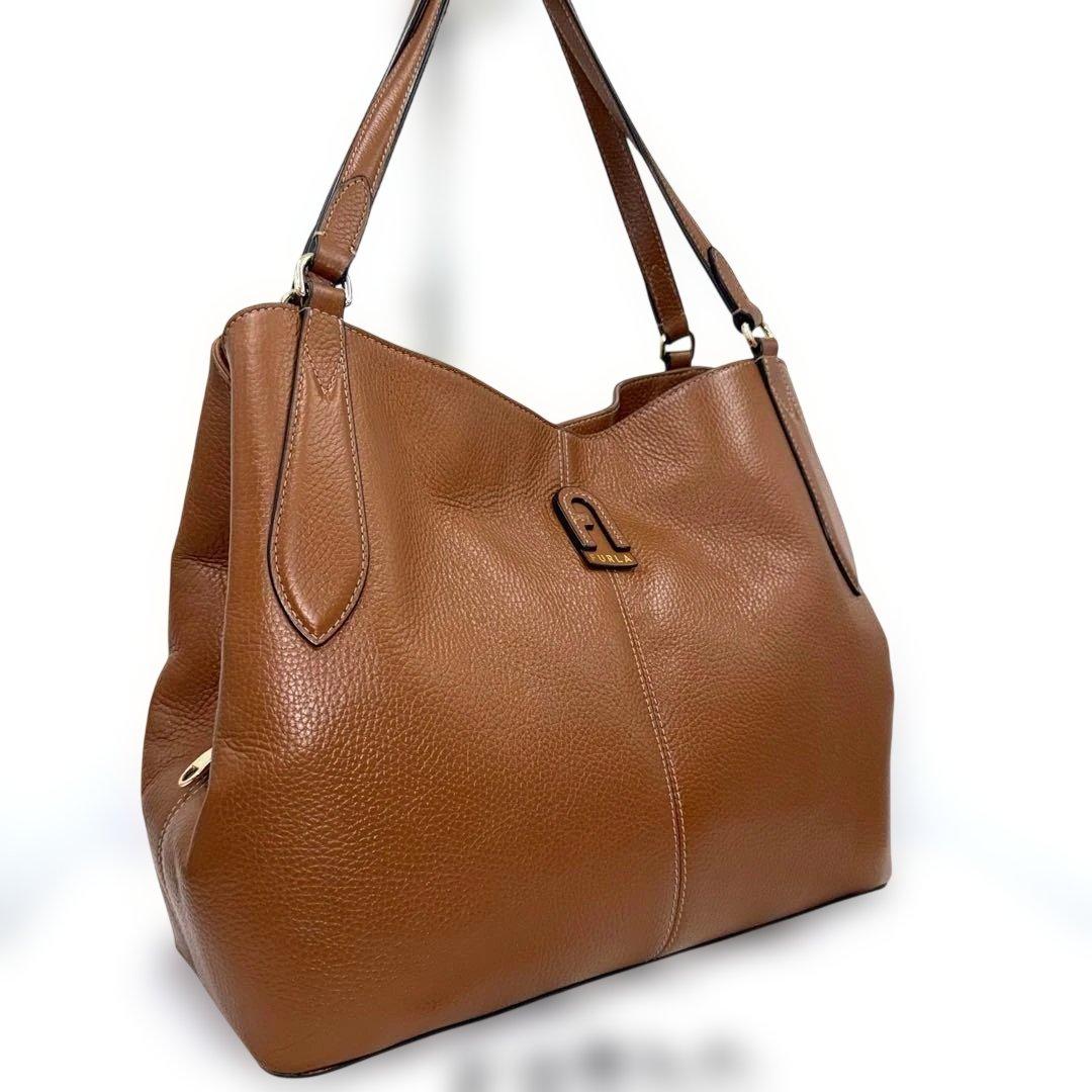 ✨美品✨ フルラ ダフネ 3層 トートバッグ ショルダー 大容量 ブラウン