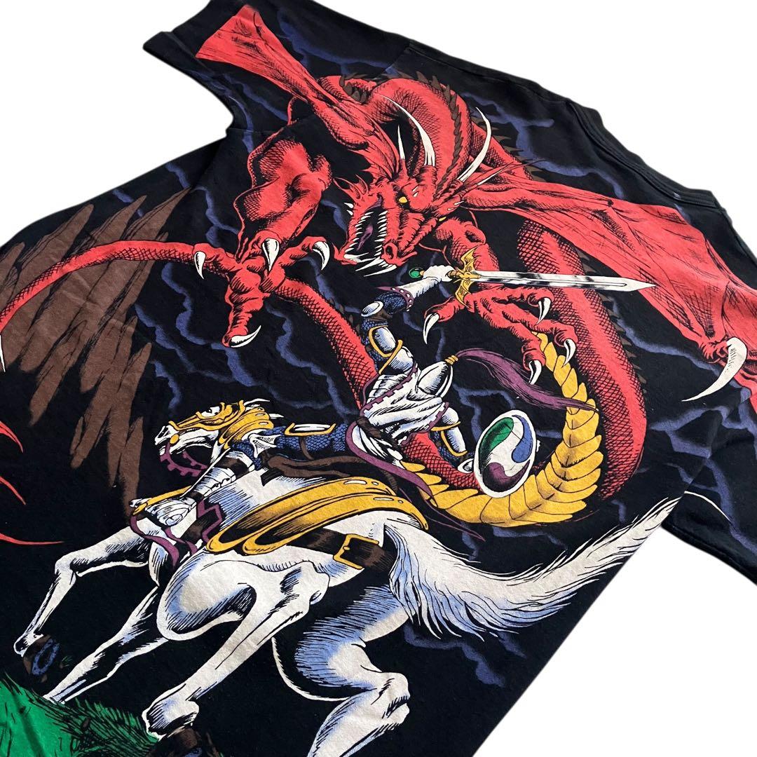 h*ン様 90s USA製 LIQUID BLUE ドラゴン　Tシャツ　Lサイズ