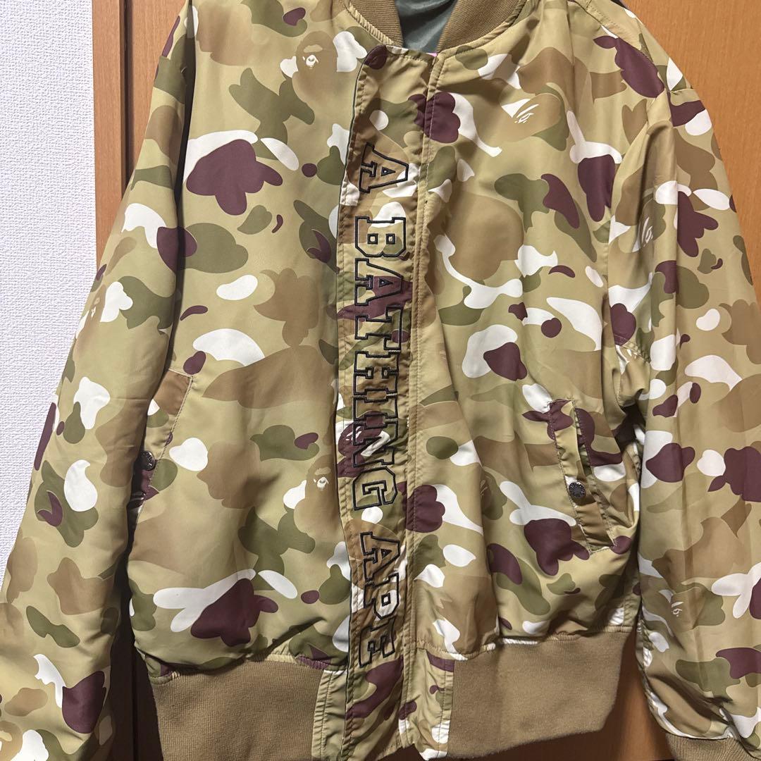 ぷ*ん様 BAPE MA-1 フライトジャケット オリーブグリーン