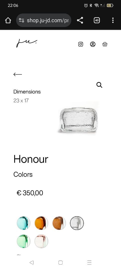 希少　Ju.　honour 吹きガラス　フラワーベース