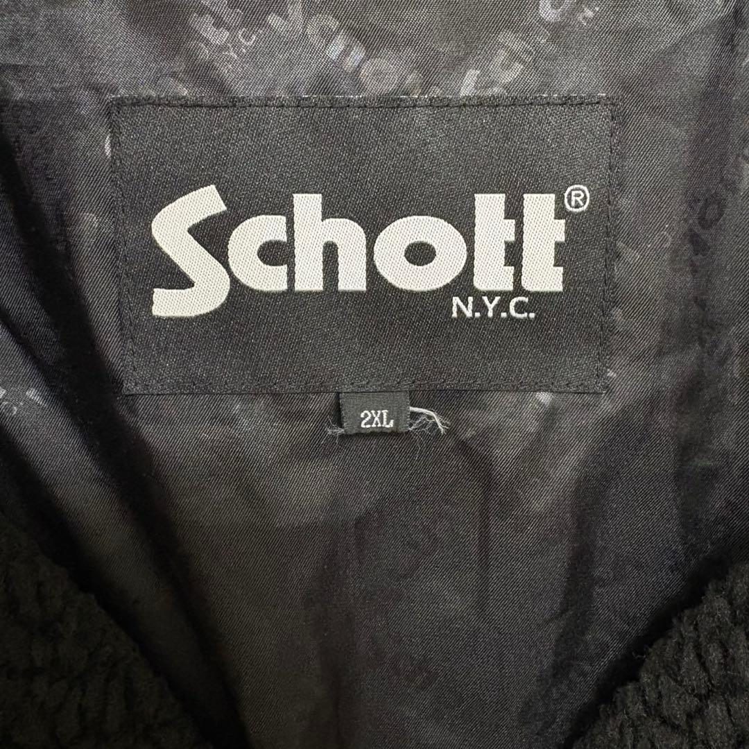 2XL 希少サイズ✨ ショット ボアスタジャン ロゴワッペン 内側総柄 レザー