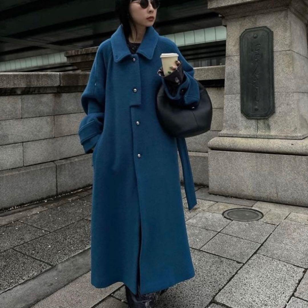 新品：Ameri SOFT WOOL BAL COLLAR COAT ブルー 青