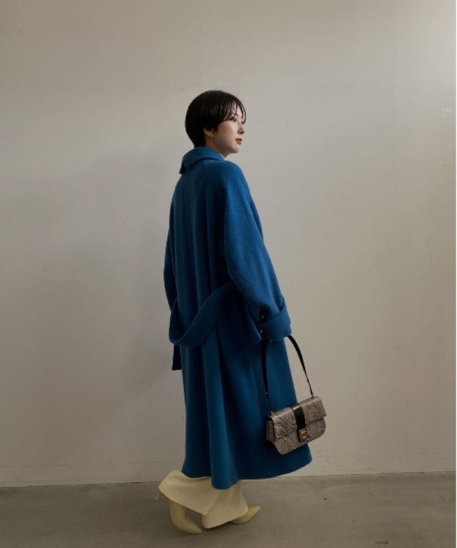 新品：Ameri SOFT WOOL BAL COLLAR COAT ブルー 青