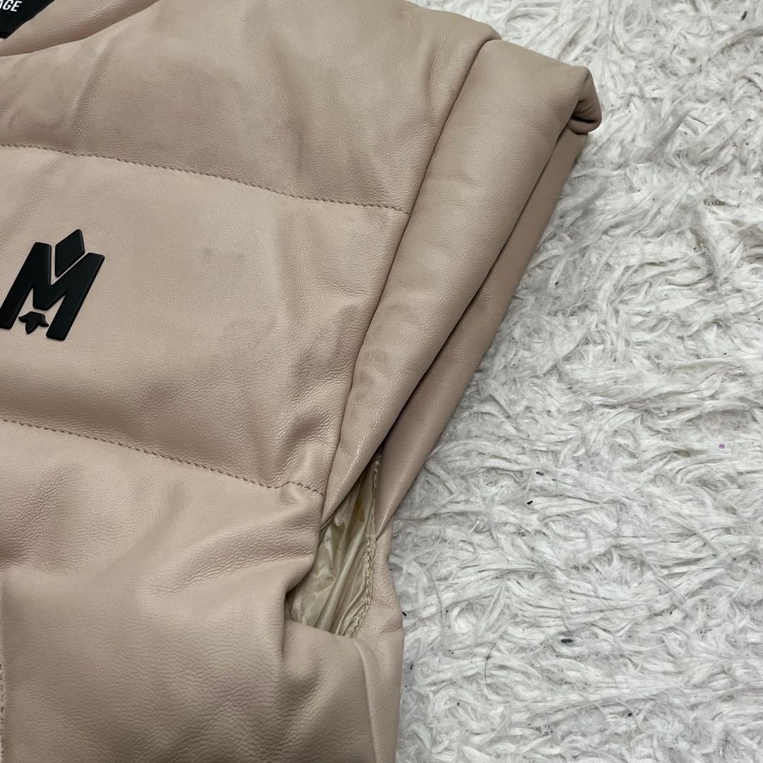 希少　マッカージュ　ラムレザー ダウンベスト　メタルロゴ　ベージュ