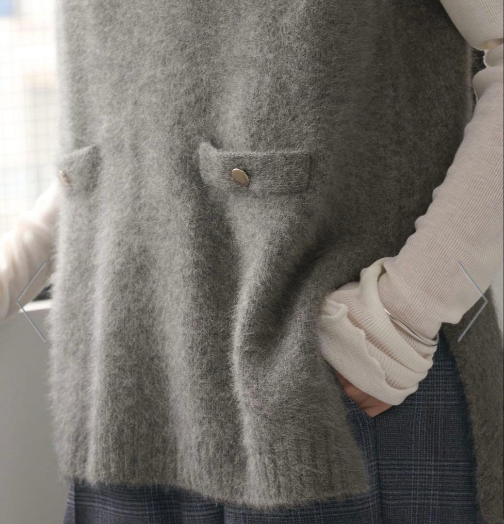 極美品　グリーンレーベル　ヘアリーニットベスト