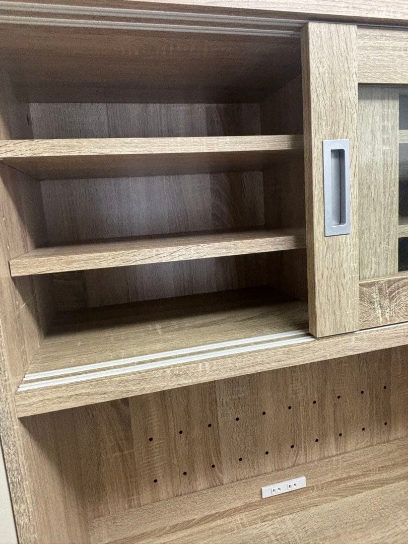 【まつい】ライトウッド 食器棚 ガラス扉付き