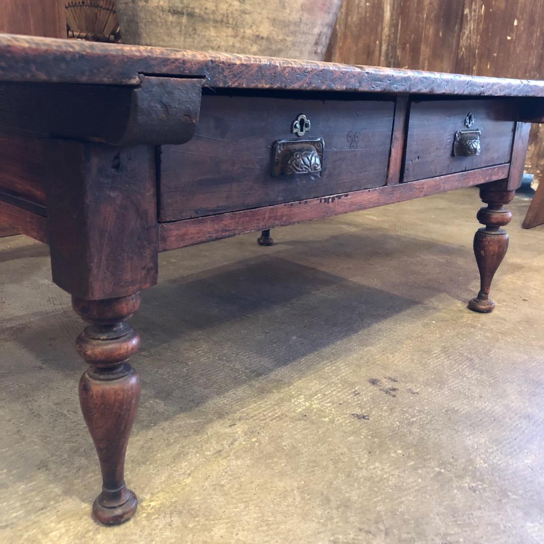アンティーク　ろくろ脚　木製座卓 引き出し レトロ　アンティーク家具　木製家具