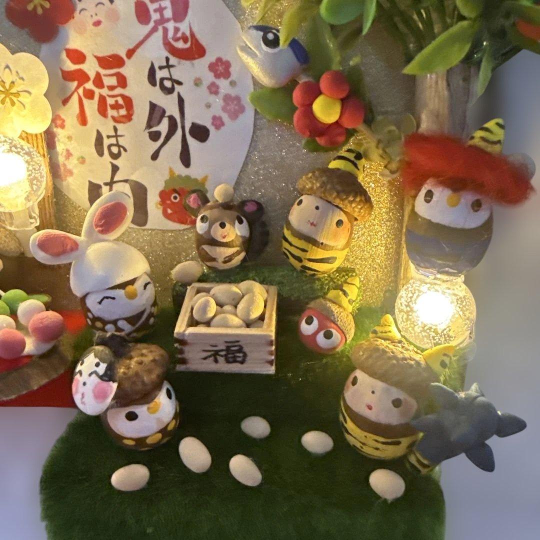 どんぐりアート♡タペストリー風節分＆節分オブジェ♡