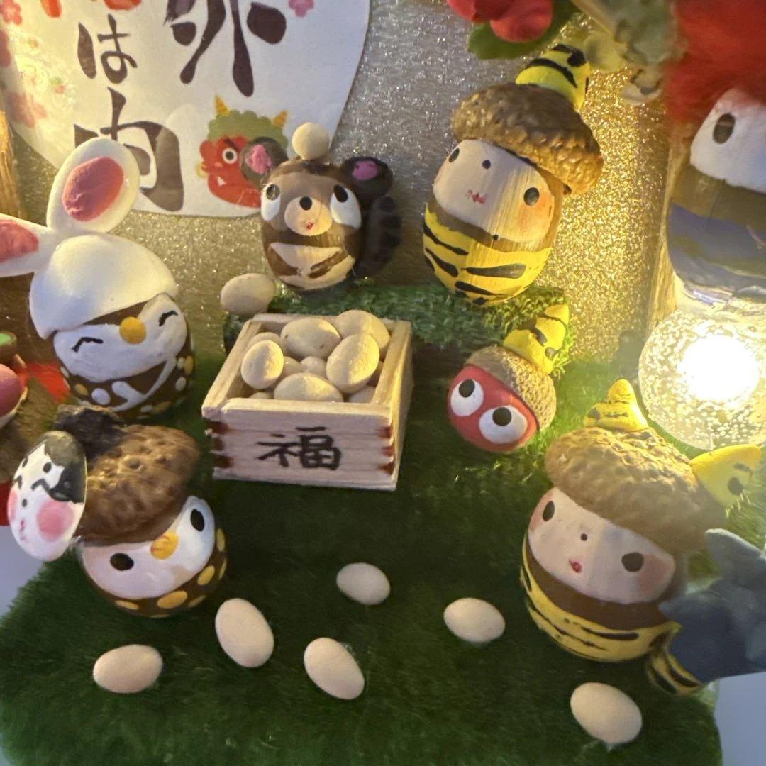 どんぐりアート♡タペストリー風節分＆節分オブジェ♡