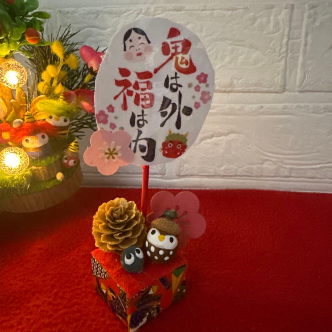 どんぐりアート♡タペストリー風節分＆節分オブジェ♡