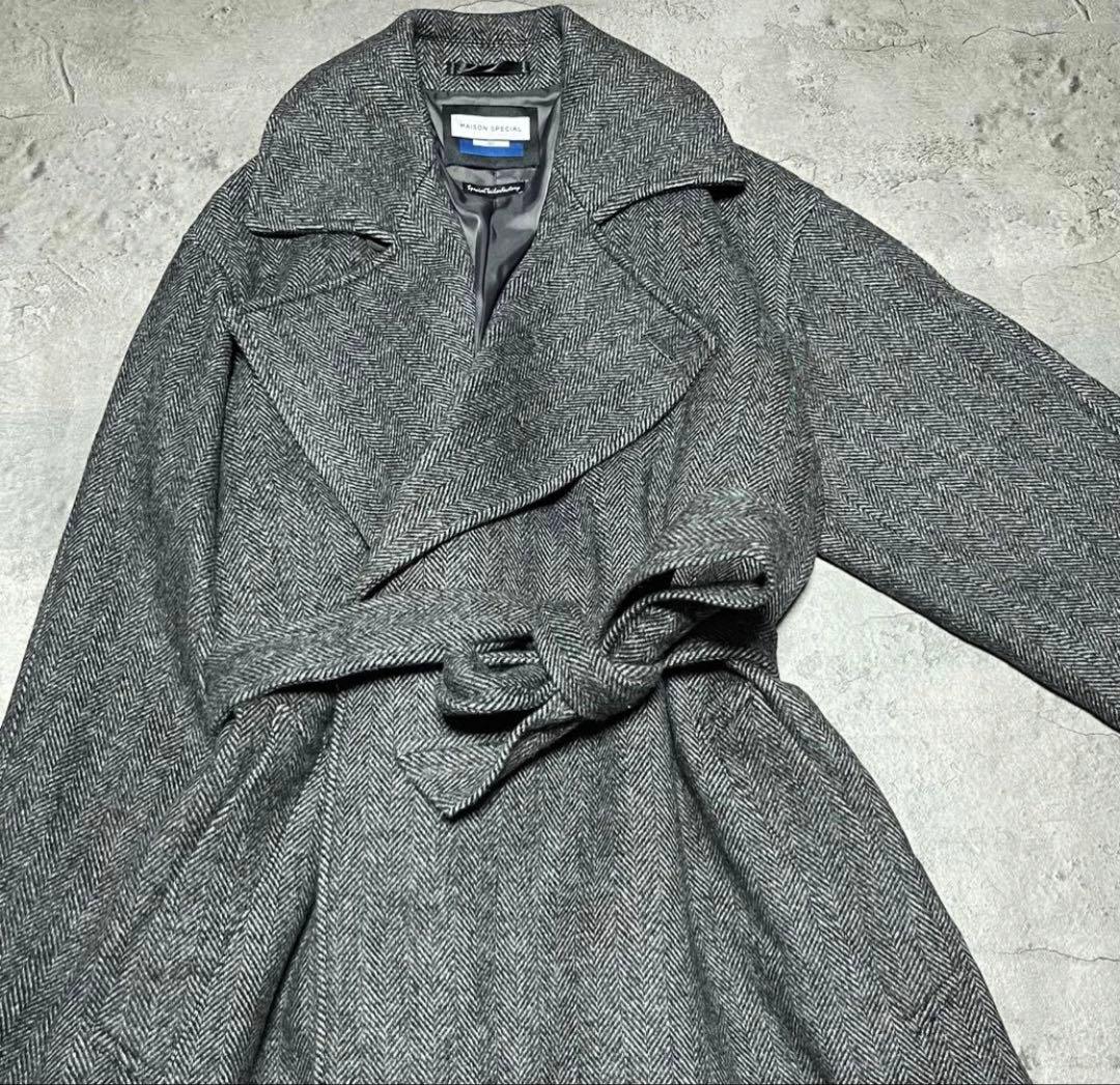 メゾンスペシャル MANTECO ヘリンボーン　チェスターコート　00.