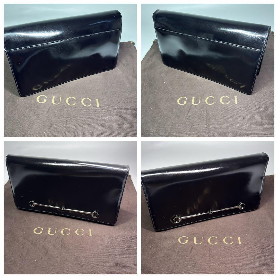 GUCCI ホースビットショルダーバッグクラッチバッグ　パテントレザー 2way