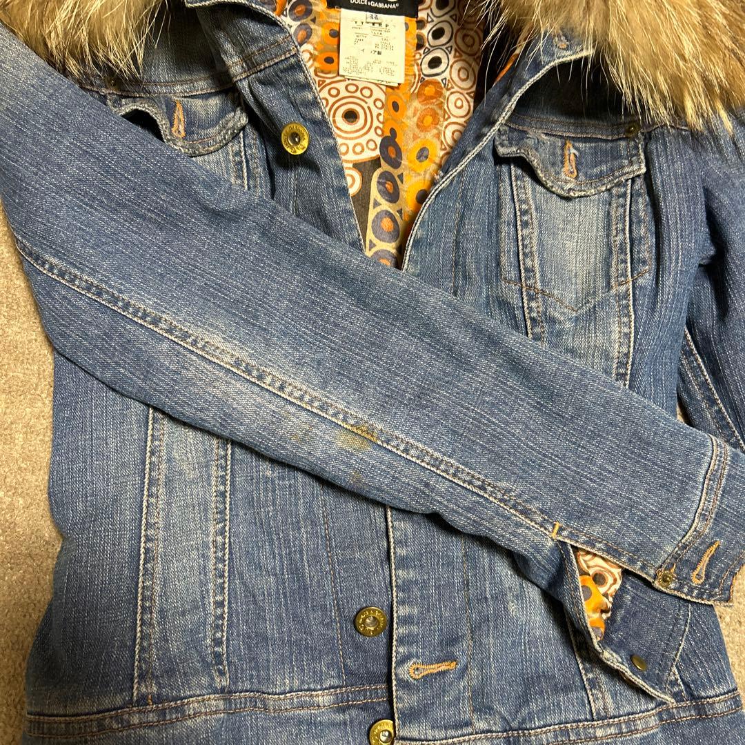 D&G ドルチェ＆ガッバーナ ファー襟デニムジャケット M（S相当） イタリア製