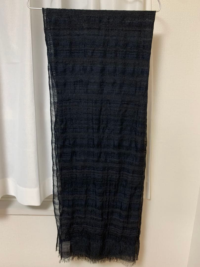 【更にお値下】Y‘s 大判薄手ストール／MULTI BORDER STOLE/黒