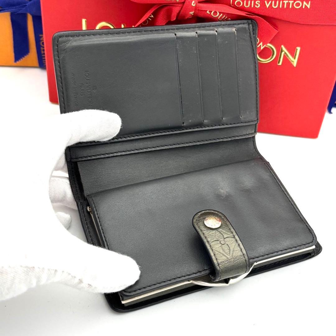 ルイヴィトン ポルトモネビエヴィエノワ モノグラムマット がま口財布 グレー