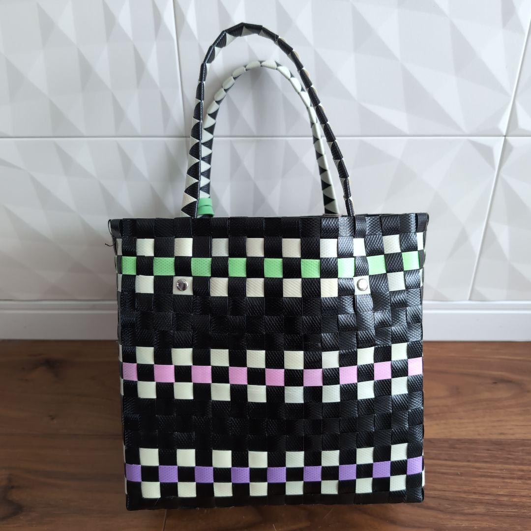 MARNI MARKET かごバッグ 中型 チェック柄