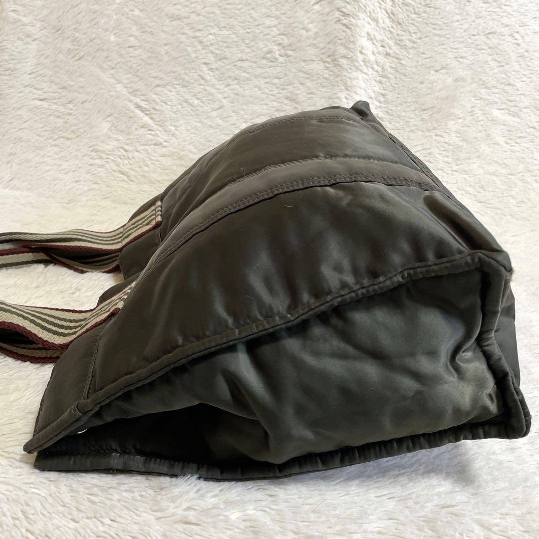 バーバリーブルーレーベル 銀ボタン トートバッグ ストライプ BURBERRY