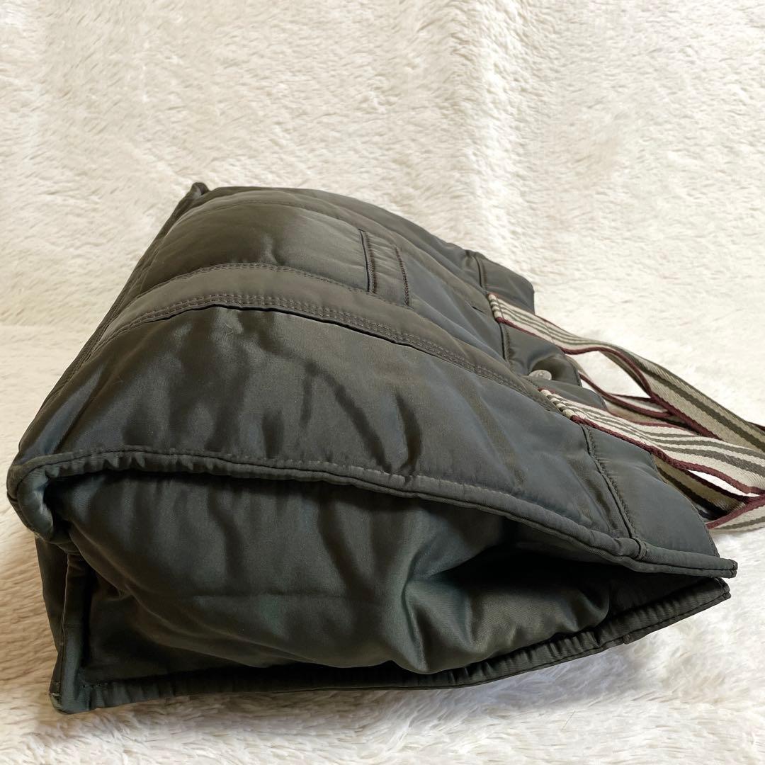 バーバリーブルーレーベル 銀ボタン トートバッグ ストライプ BURBERRY
