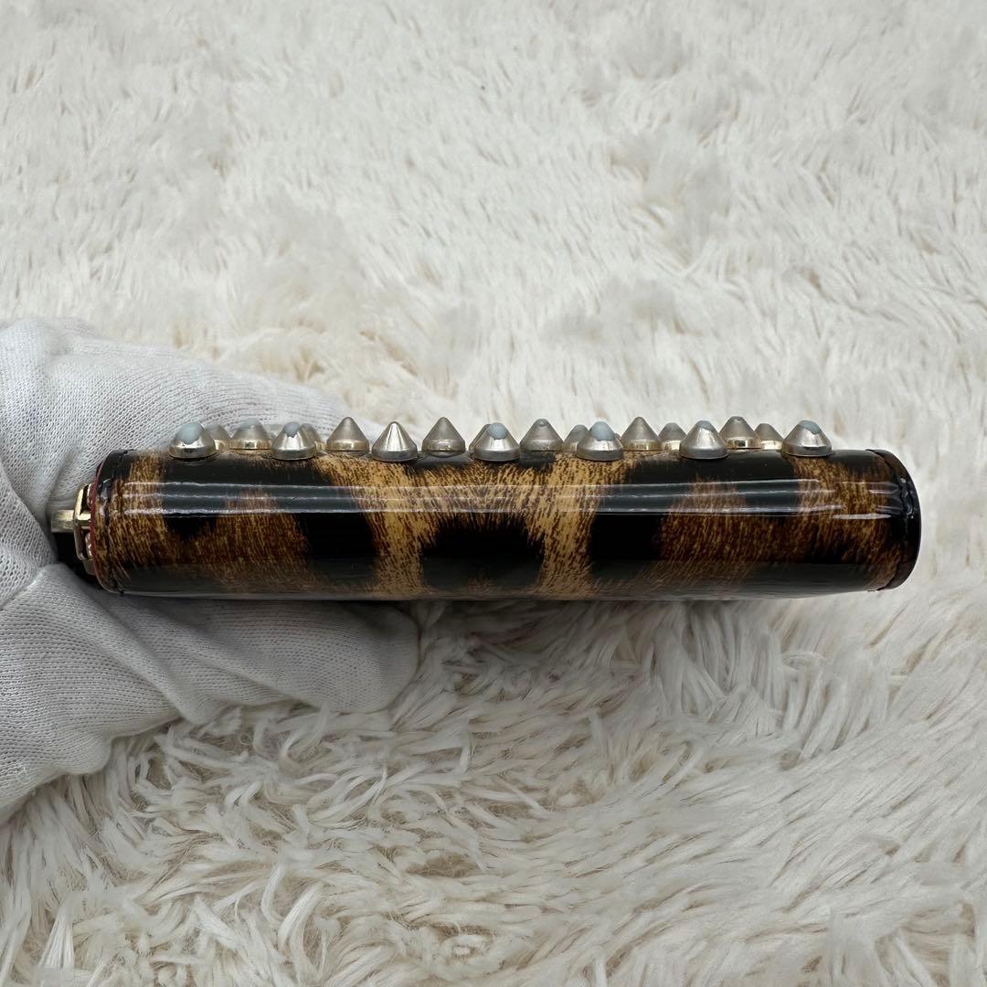 ✨美品✨ルブダン　ケース　スタッズ　パネトーネ　レオパード　エナメル　赤