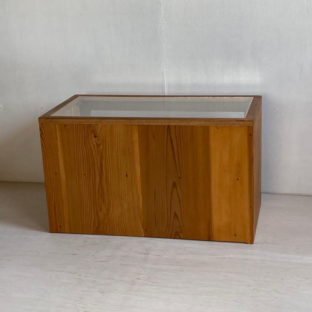 古い木製 引き出し付き ガラスケース ショーケース ガラス戸棚 木製棚