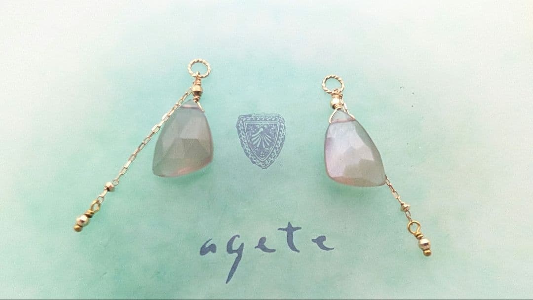 agete*アガット ピアスチャーム　ラブラドライト　K10
