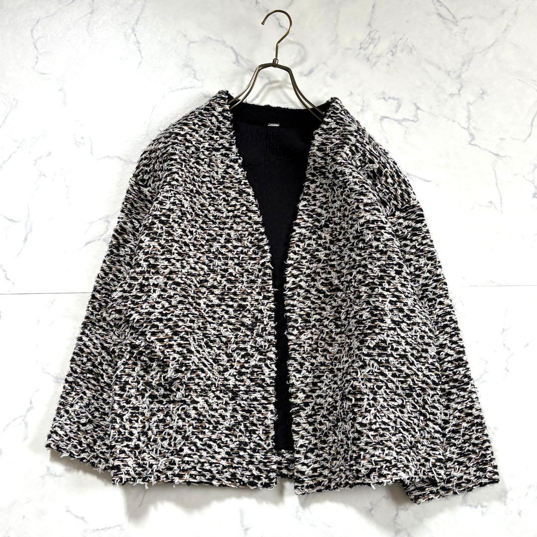 新品タグ付き ミラオーウェン ミックスツイードニットカーディガン