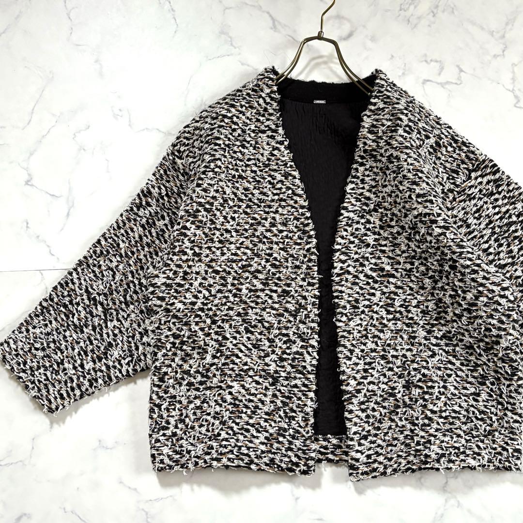 新品タグ付き ミラオーウェン ミックスツイードニットカーディガン