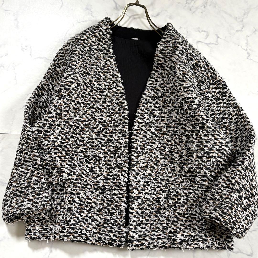新品タグ付き ミラオーウェン ミックスツイードニットカーディガン