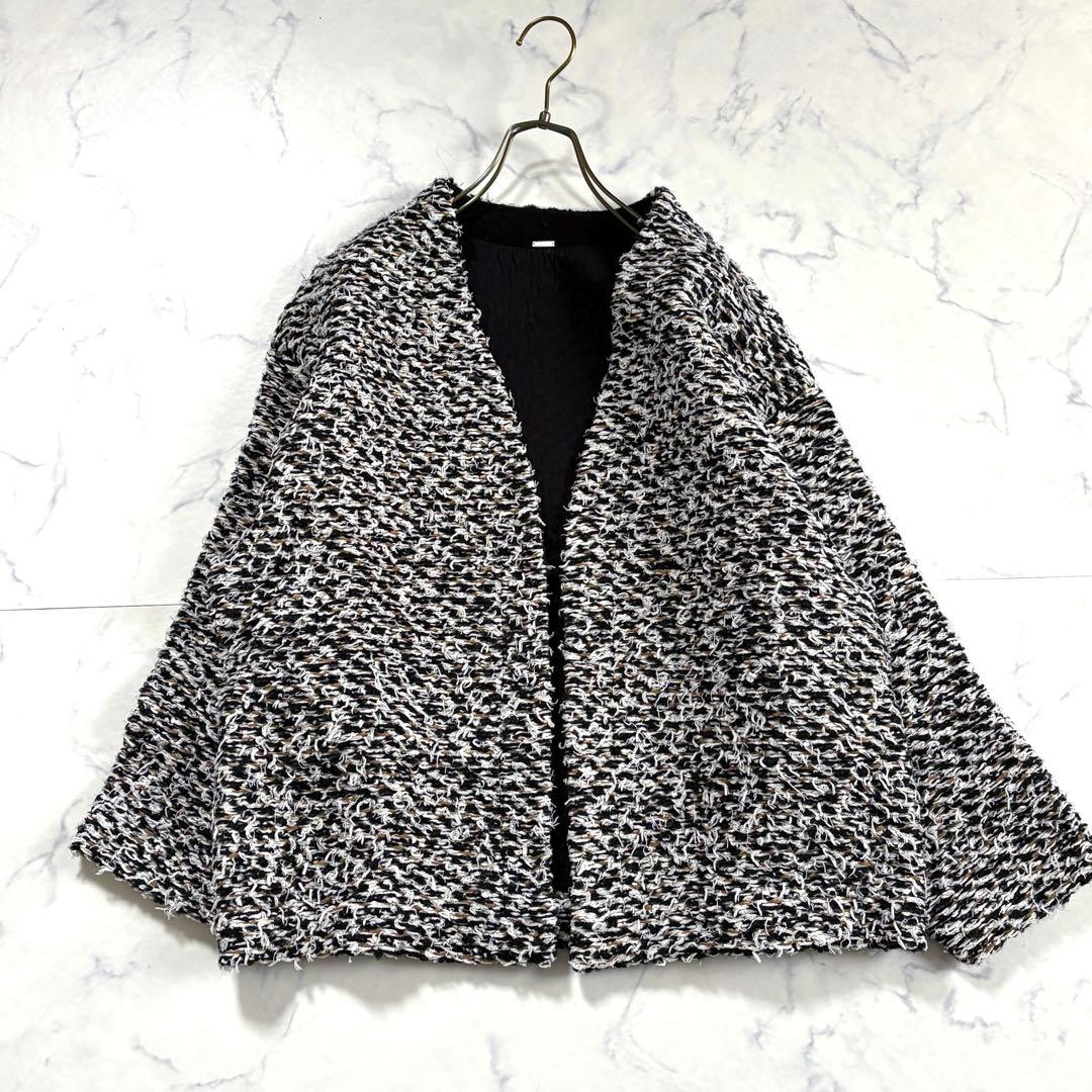 新品タグ付き ミラオーウェン ミックスツイードニットカーディガン