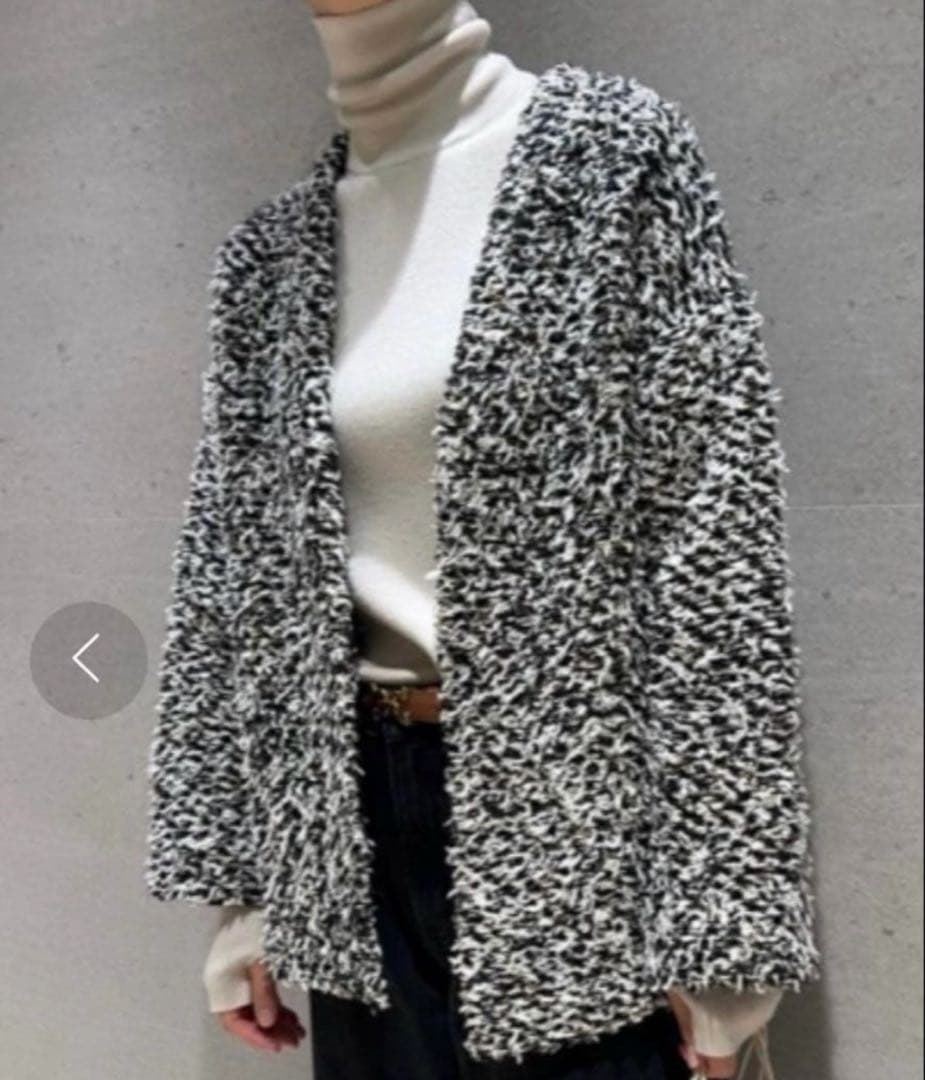 新品タグ付き ミラオーウェン ミックスツイードニットカーディガン