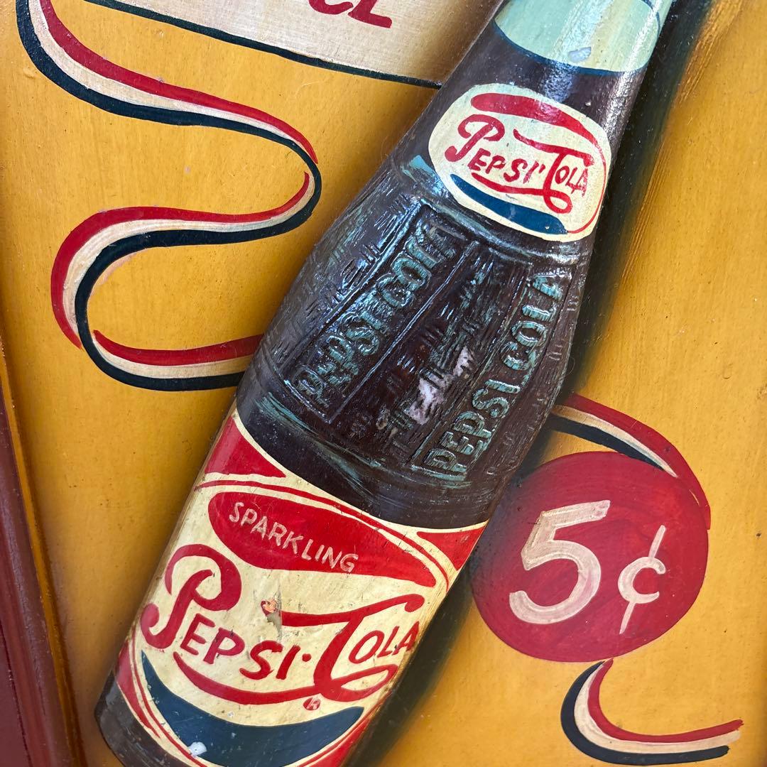 アンティーク雑貨 ハンドペイント ウォールサイン 木製 ウッドパネル Pepsi