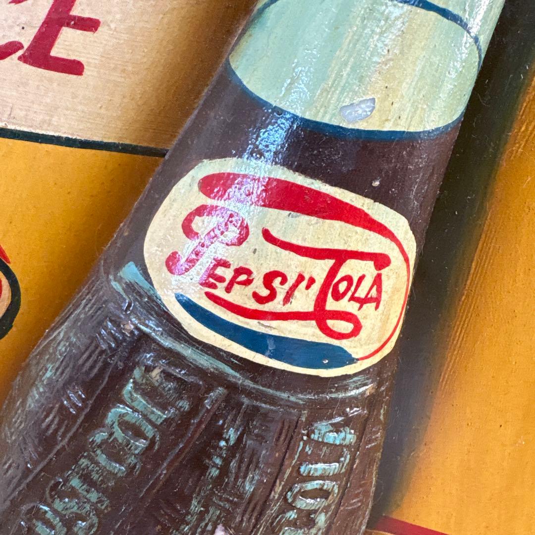 アンティーク雑貨 ハンドペイント ウォールサイン 木製 ウッドパネル Pepsi