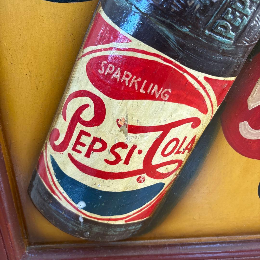 アンティーク雑貨 ハンドペイント ウォールサイン 木製 ウッドパネル Pepsi