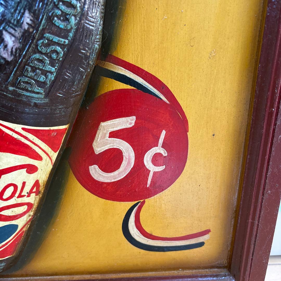 アンティーク雑貨 ハンドペイント ウォールサイン 木製 ウッドパネル Pepsi