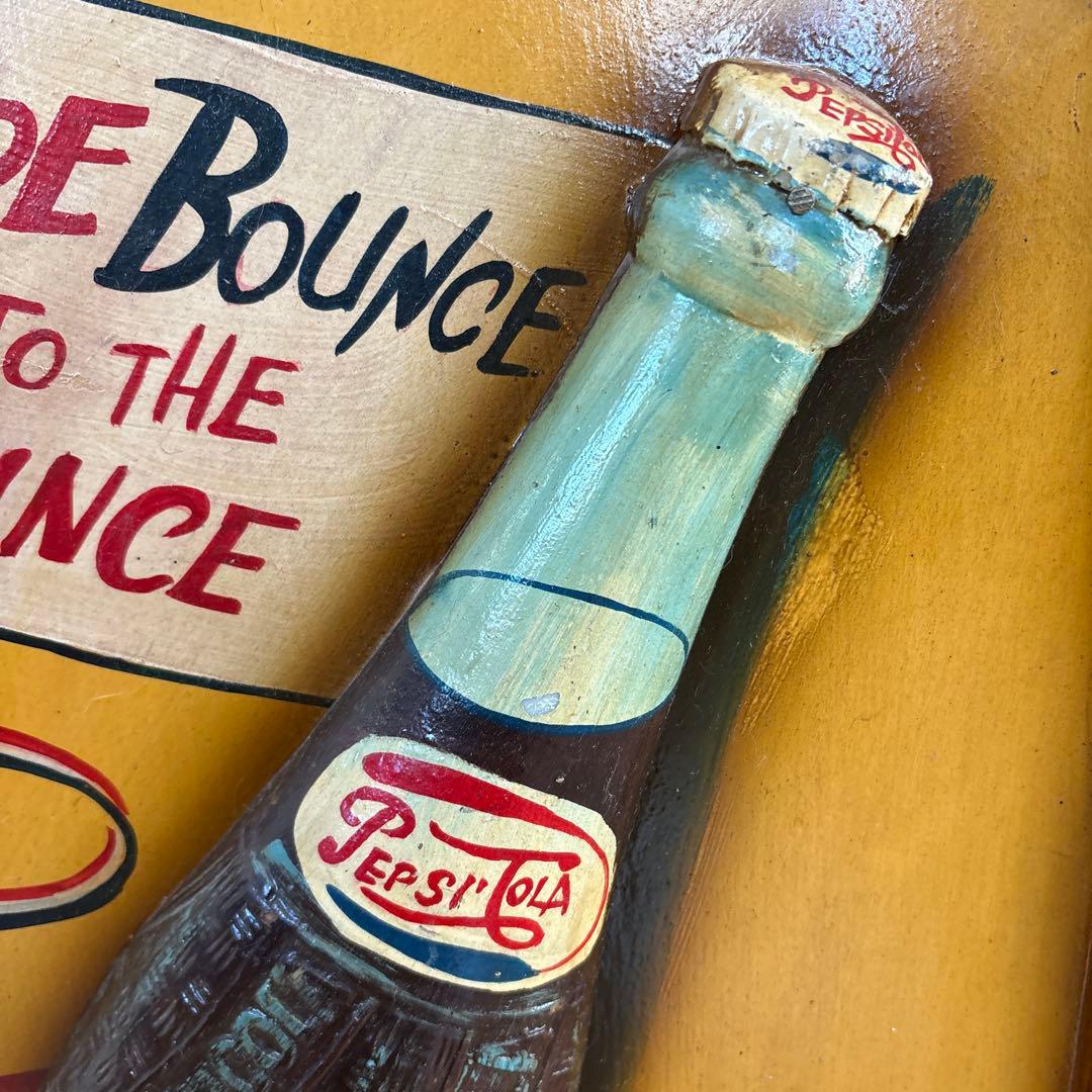 アンティーク雑貨 ハンドペイント ウォールサイン 木製 ウッドパネル Pepsi