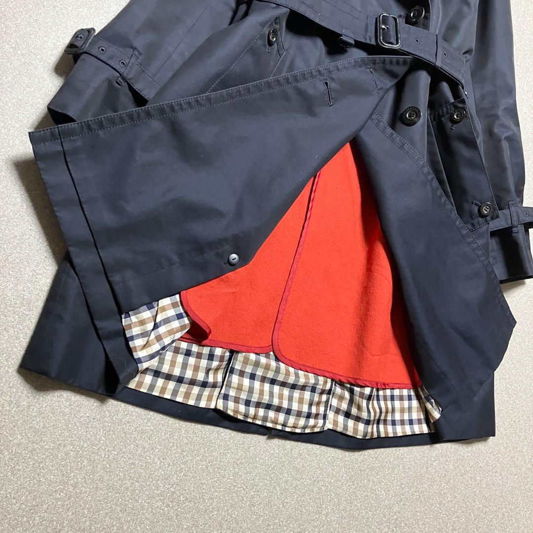 アクアスキュータム トレンチコート レッドライナー付き ベルト ネイビー