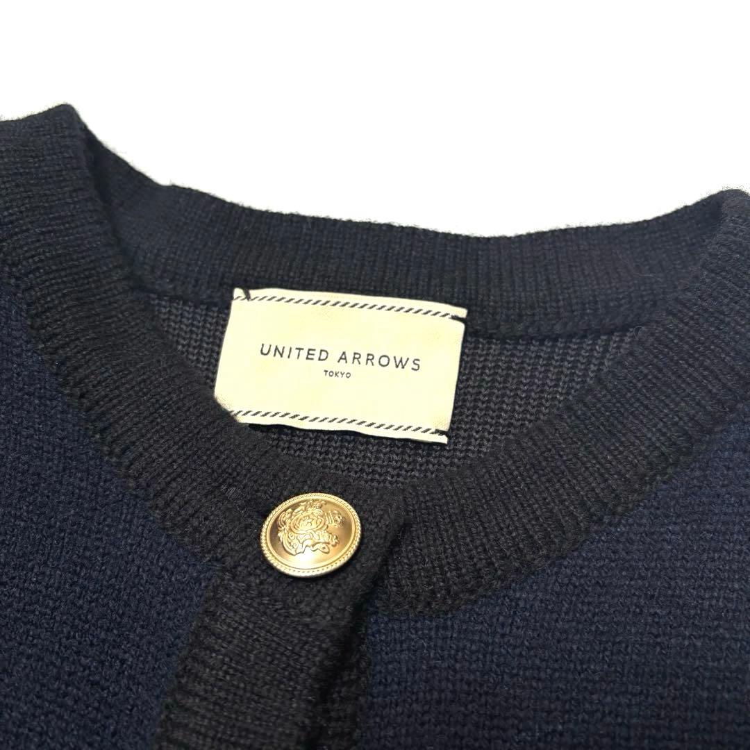 【ユナイテッドアローズ】カシミヤ　ジレ　ベスト　ネイビー　ブラック　ボタン
