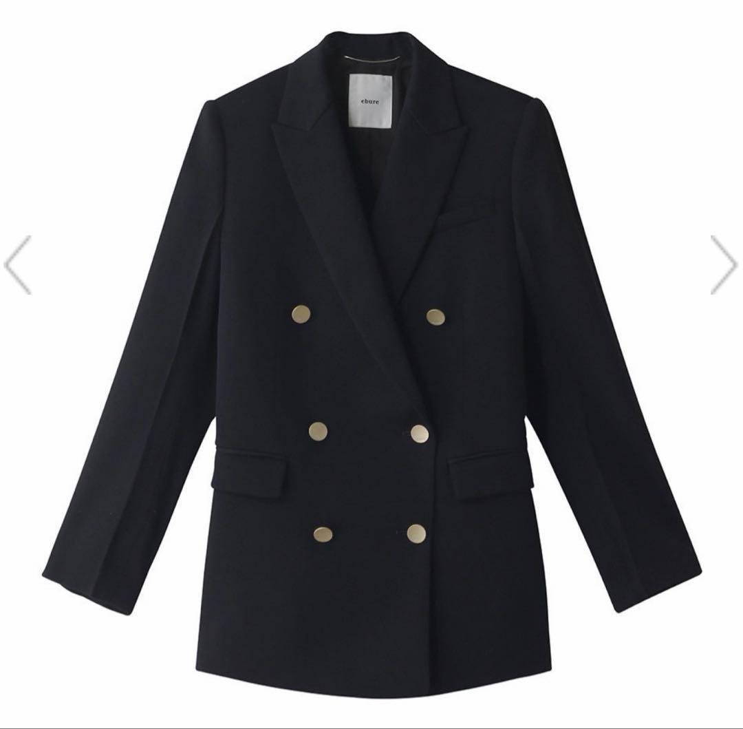 【ebure】エブール　ダブルジャケット　38サイズ　ネイビー